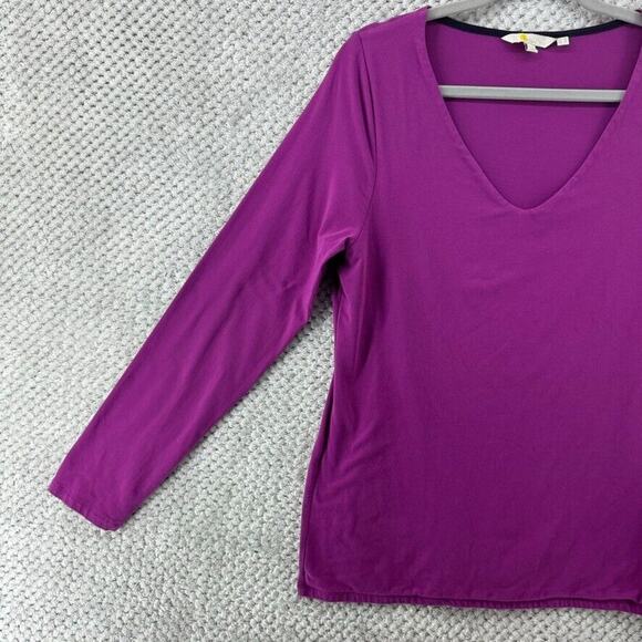 Boden Top Women US14 Purple Jersey Stretch V-Neck Long‎ Sleeves Basics Casual - Picture 5 of 11